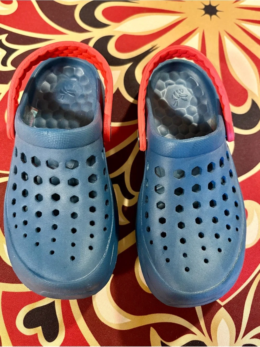 Kids Blue Slip-On Clogs with Red Heel Strap